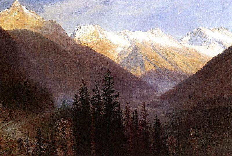 Albert Bierstadt Sunrise at Glacier Station oil painting image